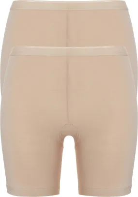TEN CATE BASIC WOMEN PANTS  (2PACK), DAMES SLIPS LANGE PIJP MET MIDDELHOGE TAILE, HUIDSKLEUR